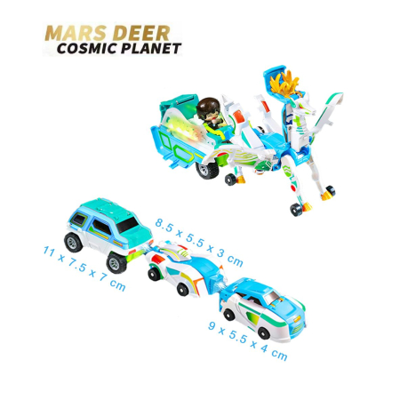 Jucarie Transformer Magnetica 3 in 1 Mars Deer Cosmic Planet, Flippy, 3 Masini Care se Transforma in Pegas Inaripat, Atractie Magnetica, 3+ Ani, din ABS, Albastru [3]