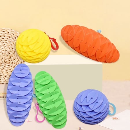 Jucarie Worm Fidget de Decompresie, Flippy, Anti Stres, Dimensiune Compacta 6 cm, Dimensiune Extinsa 15.5 cm, Albastru eschis [4]