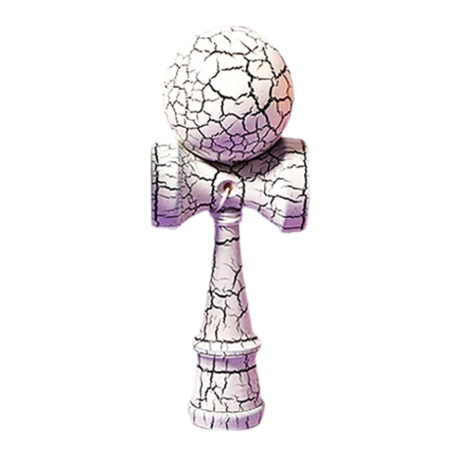 Kendama - Kendama Crack, Flippy, din Lemn, 18 cm, +14 Ani, Diametru Bila 6 cm, Model Crapat, Alb