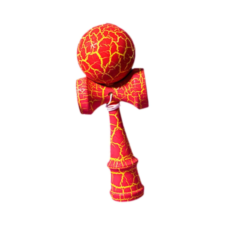 Kendama Crack, Flippy, din Lemn, 18 cm, +14 Ani, Diametru Bila 6 cm, Model Crapat, Rosu [4]