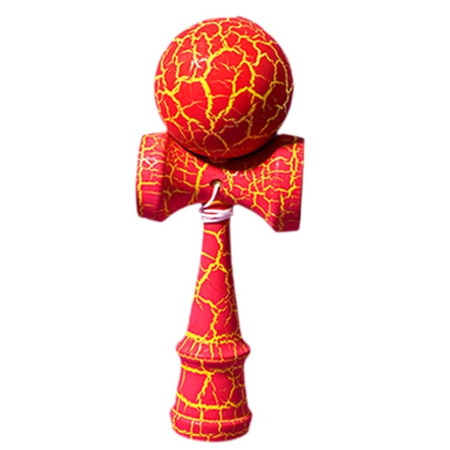 Kendama - Kendama Crack, Flippy, din Lemn, 18 cm, +14 Ani, Diametru Bila 6 cm, Model Crapat, Rosu
