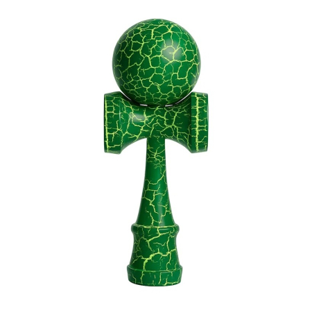 Sub 99 Lei - Kendama Crack, Flippy, din Lemn, 18 cm, +14 Ani, Diametru Bila 6 cm, Model Crapat, Verde