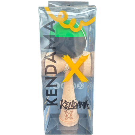 Kendama X Originala, Flippy, 18 cm, Profesionala, +9 Ani, din Lemn, Model 2 Culori, Verde/Negru [1]