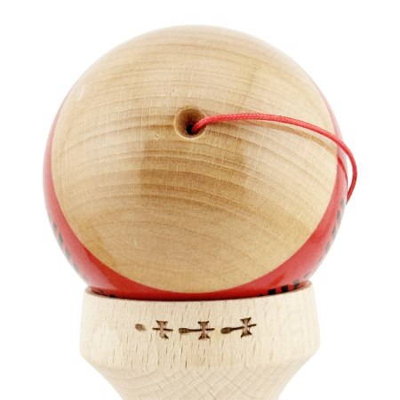 Kendama X Originala FREQUENCY, Profesionala, Flippy, Cupe Mari KING SIZE V3, Super Sticky, Gaura in Baza, Rulment Metalic, din lemn 18 cm, Ata 62/65 cm, Rosu/Maro [8]