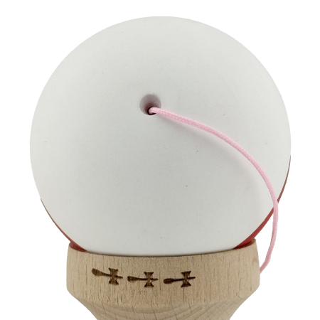 Kendama X Originala, Profesionala, Flippy, Big Cups V2, Rubber Grip cu Cupe Mari, Rulment Metalic cu Ata 55 cm, Alb/Rosu [7]