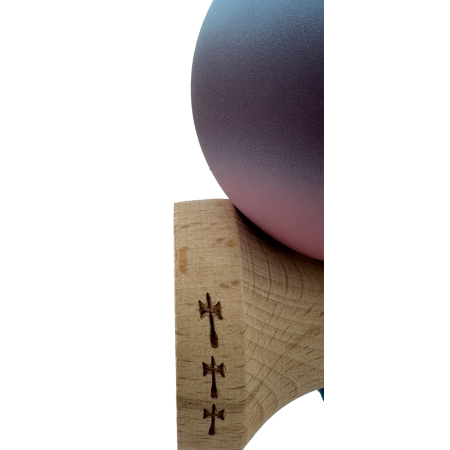 Kendama X Originala, Profesionala, Flippy, Big Cups V2, Rubber Grip cu Cupe Mari, Rulment Metalic cu Ata 55 cm, Gradient Albastru/Mov/Roz [5]