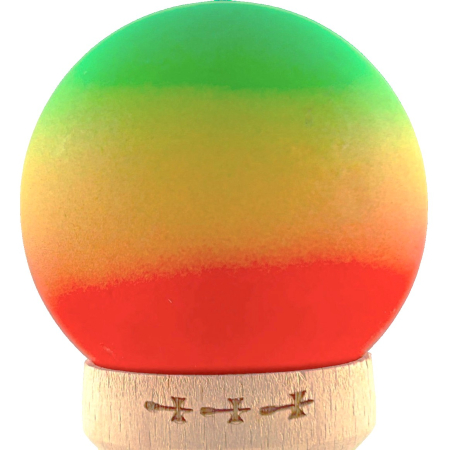 Kendama X Originala, Profesionala, Flippy, Big Cups V2, Rubber Grip cu Cupe Mari, Rulment Metalic cu Ata 55 cm, Verde/Galben/Rosu [2]