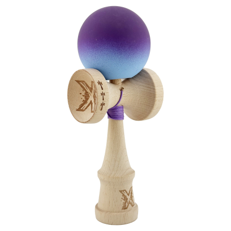 Kendama X Originala, Profesionala, Flippy, Big Cups V2, Rubber Grip cu Cupe Mari, Rulment Metalic cu Ata 55 cm, Violet/Albastru [8]