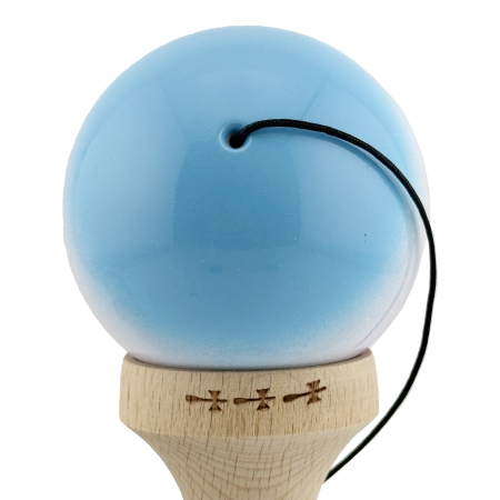 Kendama X Originala, Profesionala, Flippy, Big Cups V2, Super Sticky cu Cupe Mari, din lemn 18 cm, Rulment Metalic cu Ata 55 cm, Albastru/Alb/Mov [7]