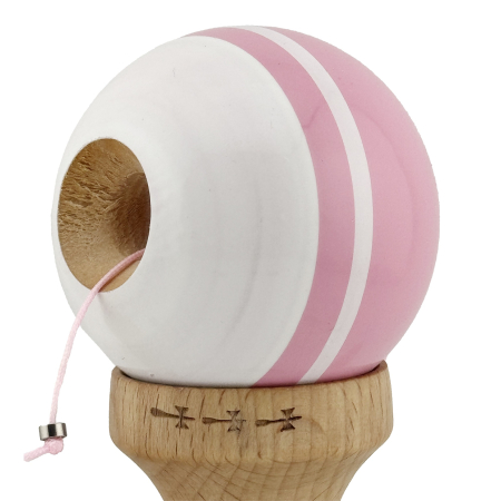Kendama X Originala, Profesionala, Flippy, Big Cups V2, Super Sticky cu Cupe Mari, din lemn 18 cm, Rulment Metalic cu Ata 55 cm, Roz/Alb [4]