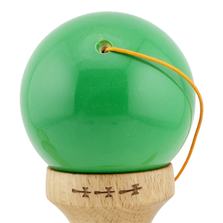 Kendama X Originala, Profesionala, Flippy, Big Cups V2, Super Sticky cu Cupe Mari, din lemn 18 cm, Rulment Metalic cu Ata 55 cm, Verde/Alb [7]