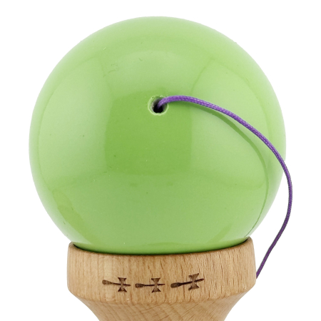 Kendama X Originala, Profesionala, Flippy, Big Cups V2, Super Sticky cu Cupe Mari, din lemn 18 cm, Rulment Metalic cu Ata 55 cm, Verde deschis/Alb [7]