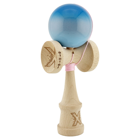 Kendama X Originala, Profesionala, Flippy, Big Cups V2, Super Sticky Cupe Mari, Rulment Metalic cu Ata 55 cm, Albastru/Gri/Bleu [1]