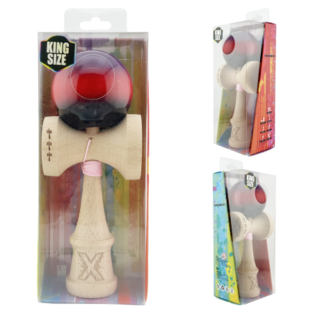 Kendama X Originala, Profesionala, Flippy, Big Cups V2, Super Sticky Cupe Mari, Rulment Metalic cu Ata 55 cm, Mov/Rosu/Negru [9]