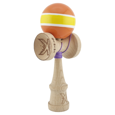 Kendama X Originala, Profesionala, Flippy, Big Cups V2, Super Sticky Legendary Cupe Mari, Rulment Metalic cu Ata 55 cm, Portocaliu/Galben/Alb [1]