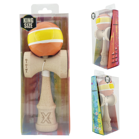 Kendama X Originala, Profesionala, Flippy, Big Cups V2, Super Sticky Legendary Cupe Mari, Rulment Metalic cu Ata 55 cm, Portocaliu/Galben/Alb [9]