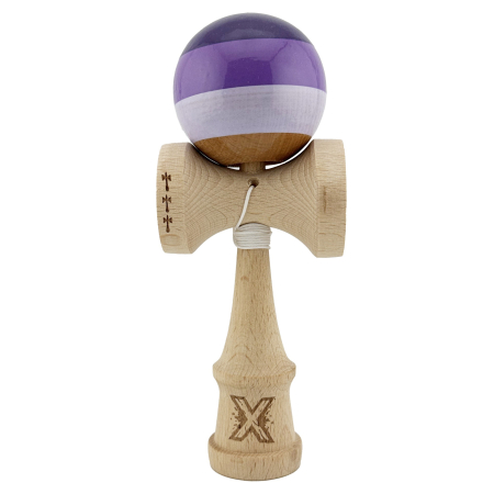 Kendama - Kendama X Originala, Profesionala, Flippy, Big Cups V2, Super Sticky Legendary Cupe Mari, Rulment Metalic cu Ata 55 cm, Purpuriu/Mov/Lila