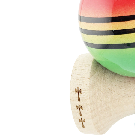 Kendama X Originala, Profesionala, Flippy, Big Cups V2, Super Sticky Legendary Cupe Mari, Rulment Metalic cu Ata 55 cm, Rosu/Galben/Verde [5]