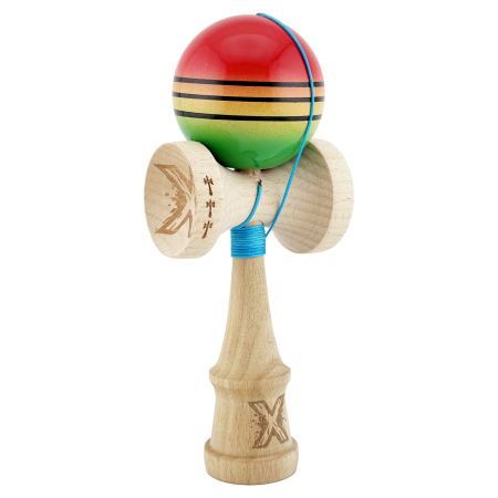 Kendama X Originala, Profesionala, Flippy, Big Cups V2, Super Sticky Legendary Cupe Mari, Rulment Metalic cu Ata 55 cm, Rosu/Galben/Verde [1]