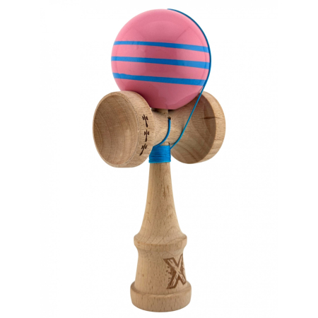 Kendama X Originala, Profesionala, Flippy, Big Cups V2, Super Sticky Legendary Cupe Mari, Rulment Metalic cu Ata 55 cm, Roz/Linii Albastre deschise [5]