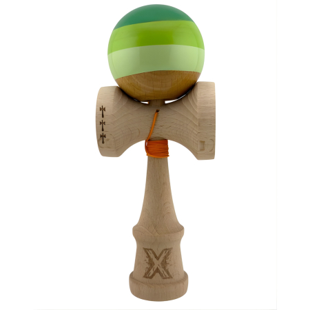 Kendama - Kendama X Originala, Profesionala, Flippy, Big Cups V2, Super Sticky Legendary Cupe Mari, Rulment Metalic cu Ata 55 cm, Verde Mix