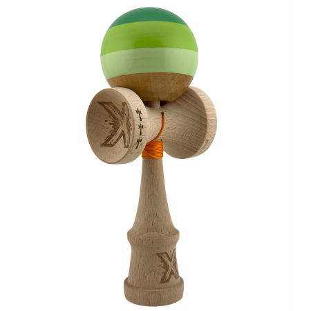 Kendama X Originala, Profesionala, Flippy, Big Cups V2, Super Sticky Legendary Cupe Mari, Rulment Metalic cu Ata 55 cm, Verde Mix [2]