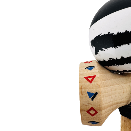 Kendama X Originala, Profesionala, Flippy, BLACK DRAGON, Super Sticky cu Cupe Mari KING SIZE V3, Gaura in Baza, Rulment Metalic, din lemn 18 cm, Ata 62/65 cm, Alb/Negru [8]