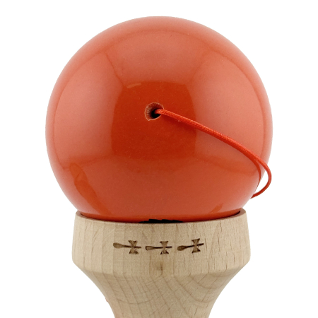 Kendama X Originala, Profesionala, Flippy, Brown Monkey, Super Sticky cu Cupe Mari King Size V3, Rulment Metalic si Gaura in Baza, din Lemn 18 cm, Ata 62/65 cm, Rosu [9]