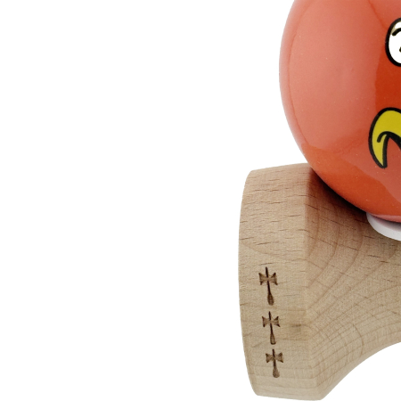 Kendama X Originala, Profesionala, Flippy, Brown Monkey, Super Sticky cu Cupe Mari King Size V3, Rulment Metalic si Gaura in Baza, din Lemn 18 cm, Ata 62/65 cm, Rosu [7]