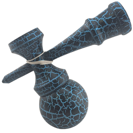 Kendama X Originala,  Profesionala, Flippy, Cracked, din Lemn, 18 cm,  Negru, Albastru [2]