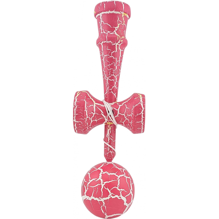 Kendama X Originala, Profesionala, Flippy, Cracked, din Lemn, 18 cm, Roz Aprins/Alb [1]