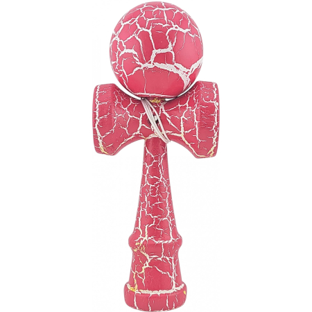 Kendama - Kendama X Originala, Profesionala, Flippy, Cracked, din Lemn, 18 cm, Roz Aprins/Alb