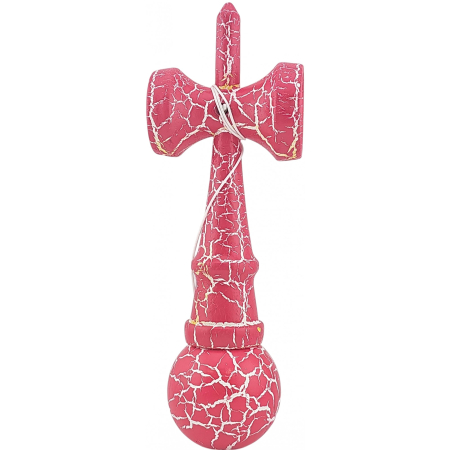 Kendama X Originala, Profesionala, Flippy, Cracked, din Lemn, 18 cm, Roz Aprins/Alb [2]