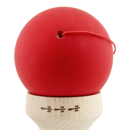 Kendama X Originala, Profesionala, Flippy, Cupe Mari KING SIZE V3, Rubber Grip, Gaura in Baza, Rulment Metalic, din lemn 18 cm, Ata 62/65 cm, Bicolor Rosu/Negru [8]