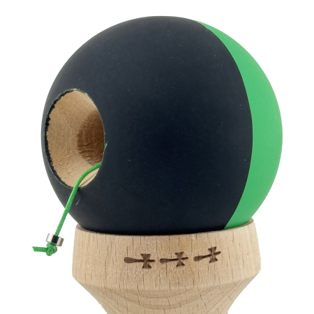 Kendama X Originala, Profesionala, Flippy, Cupe Mari KING SIZE V3, Rubber Grip, Gaura in Baza, Rulment Metalic, din lemn 18 cm, Ata 62/65 cm, Bicolor Verde/Negru [5]