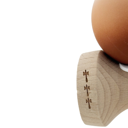 Kendama X Originala, Profesionala, Flippy, Cupe Mari KING SIZE V3, Rubber Grip, Gaura in Baza, Rulment Metalic, din lemn 18 cm, Ata 62/65 cm, Gradient Alb/Maro [6]