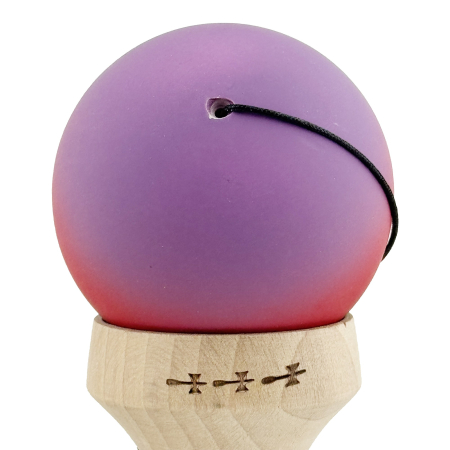 Kendama X Originala, Profesionala, Flippy, Cupe Mari KING SIZE V3, Rubber Grip, Gaura in Baza, Rulment Metalic, din lemn 18 cm, Ata 62/65 cm, Gradient Mov/Rosu/Negru [8]