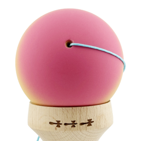 Kendama X Originala, Profesionala, Flippy, Cupe Mari KING SIZE V3, Rubber Grip, Gaura in Baza, Rulment Metalic, din lemn 18 cm, Ata 62/65 cm, Gradient Roz/Galben/Albastru deschis [8]