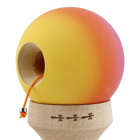Kendama X Originala, Profesionala, Flippy, Cupe Mari KING SIZE V3, Rubber Grip, Gaura in Baza, Rulment Metalic, din lemn 18 cm, Ata 62/65 cm, Gradient Roz/Rosu/Galben [5]