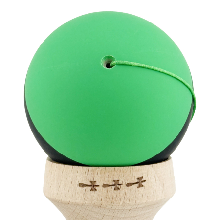 Kendama X Originala, Profesionala, Flippy, Cupe Mari KING SIZE V3, Rubber Grip, Gaura in Baza, Rulment Metalic, din lemn 18 cm, Ata 62/65 cm, M Bicolor Verde Dublu/Negru [8]