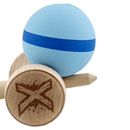 *LICHIDARE STOC* Kendama X Originala, Profesionala, Flippy, Cupe Mari KING SIZE V3, Rubber Grip, Gaura in Baza, Rulment Metalic, din lemn 18 cm, Ata 62/65 cm, M Bleu/Albastru/Bleu [8]