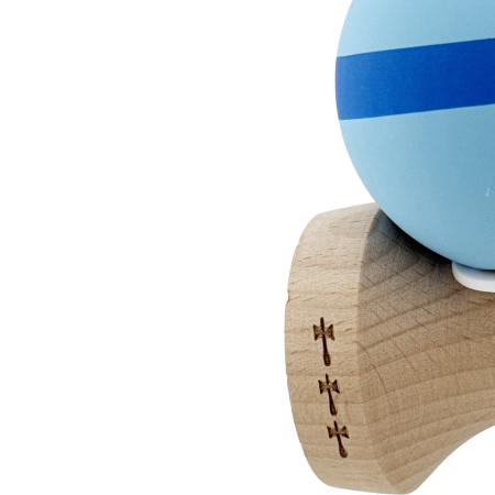 *LICHIDARE STOC* Kendama X Originala, Profesionala, Flippy, Cupe Mari KING SIZE V3, Rubber Grip, Gaura in Baza, Rulment Metalic, din lemn 18 cm, Ata 62/65 cm, M Bleu/Albastru/Bleu [7]