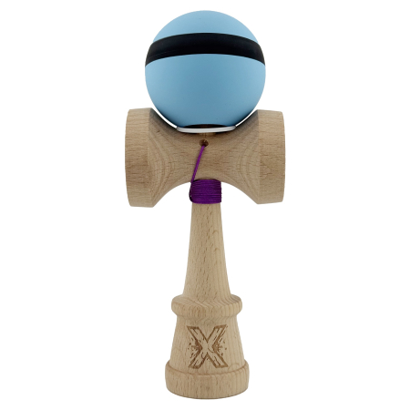 Kendama X Originala, Profesionala, Flippy, Cupe Mari KING SIZE V3, Rubber Grip, Gaura in Baza, Rulment Metalic, din lemn 18 cm, Ata 62/65 cm, M Bleu/Negru/Bleu [1]