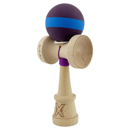 Kendama X Originala, Profesionala, Flippy, Cupe Mari KING SIZE V3, Rubber Grip, Gaura in Baza, Rulment Metalic, din lemn 18 cm, Ata 62/65 cm, M Mov/Albastru/Mov [2]