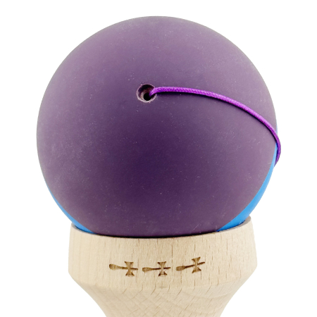 Kendama X Originala, Profesionala, Flippy, Cupe Mari KING SIZE V3, Rubber Grip, Gaura in Baza, Rulment Metalic, din lemn 18 cm, Ata 62/65 cm, M Mov/Albastru/Mov [9]
