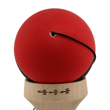 Kendama X Originala, Profesionala, Flippy, Cupe Mari KING SIZE V3, Rubber Grip, Gaura in Baza, Rulment Metalic, din lemn 18 cm, Ata 62/65 cm, M Rosu/Negru/Galben [9]