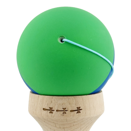 Kendama X Originala, Profesionala, Flippy, Cupe Mari KING SIZE V3, Rubber Grip, Gaura in Baza, Rulment Metalic, din lemn 18 cm, Ata 62/65 cm, M Verde/Albastru/Verde [9]