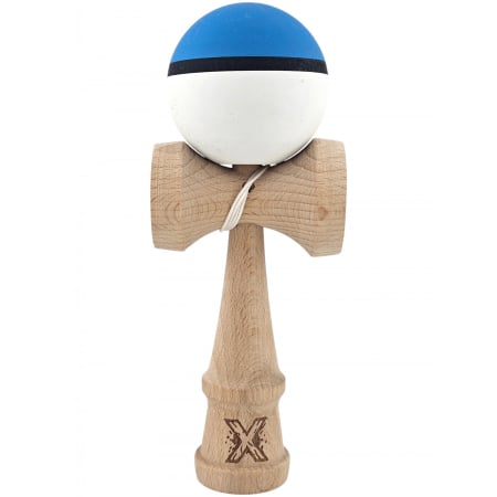 Kendama - Kendama X Originala, Profesionala, Flippy, din Lemn, 18 cm, Rubber Grip, Albastru/Alb