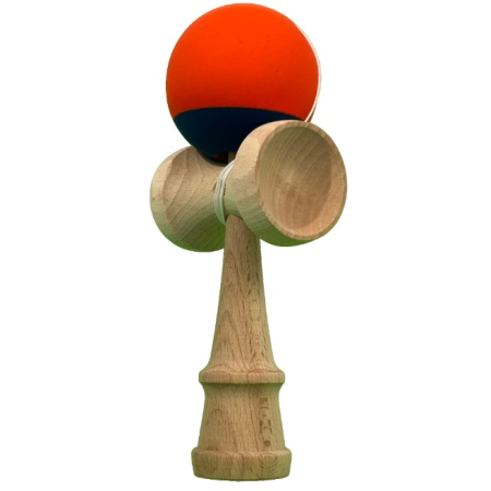 Kendama X Originala, Profesionala, Flippy, din Lemn, 18 cm, Rubber Grip, Portocaliu/Albastru inchis [1]