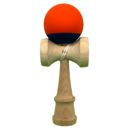 Kendama - Kendama X Originala, Profesionala, Flippy, din Lemn, 18 cm, Rubber Grip, Portocaliu/Albastru inchis